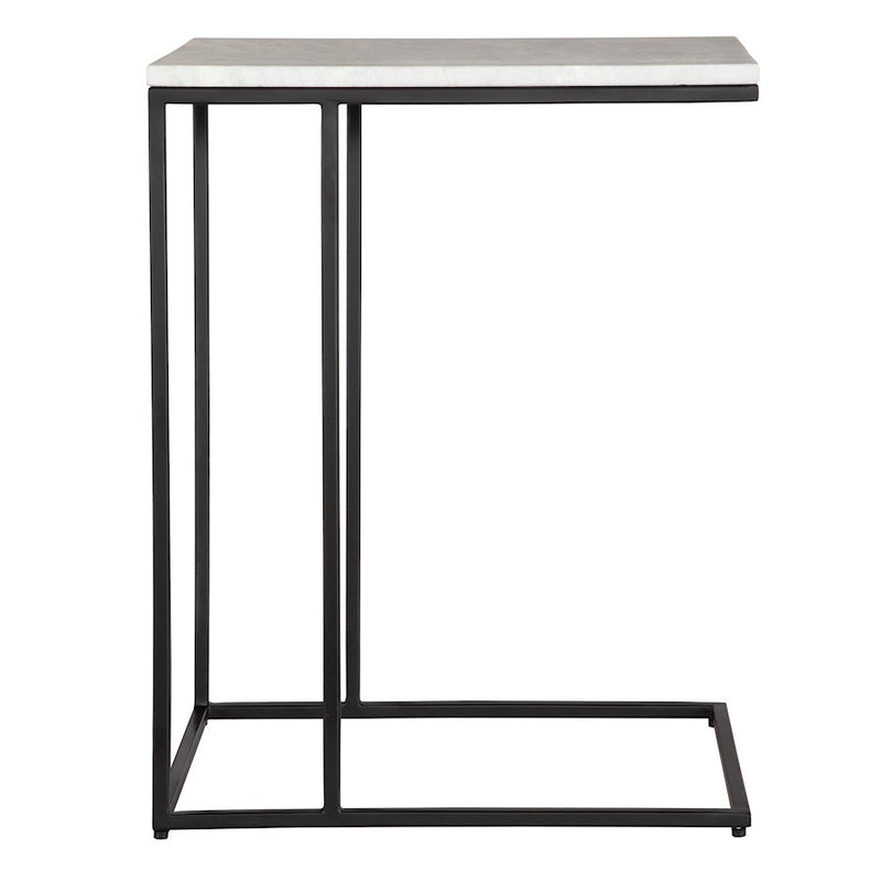 Haus Appeal Savian Accent Table | Industrial Black Metal & White Marble | Living Room & Reading Nook Side Table | 18in Wide x 23in Tall, 18 lbs | Model W23026