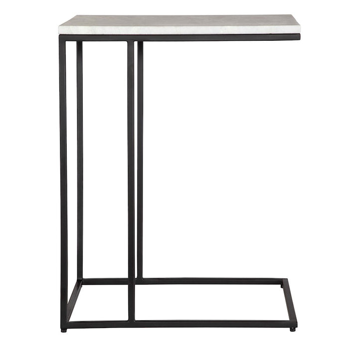 Haus Appeal Savian Accent Table | Industrial Black Metal & White Marble | Living Room & Reading Nook Side Table | 18in Wide x 23in Tall, 18 lbs | Model W23026