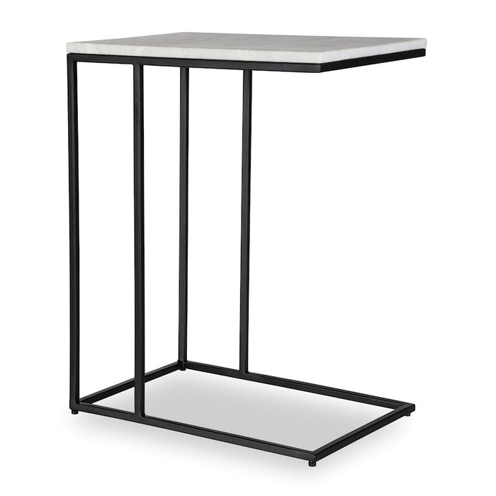 Haus Appeal Savian Accent Table | Industrial Black Metal & White Marble | Living Room & Reading Nook Side Table | 18in Wide x 23in Tall, 18 lbs | Model W23026