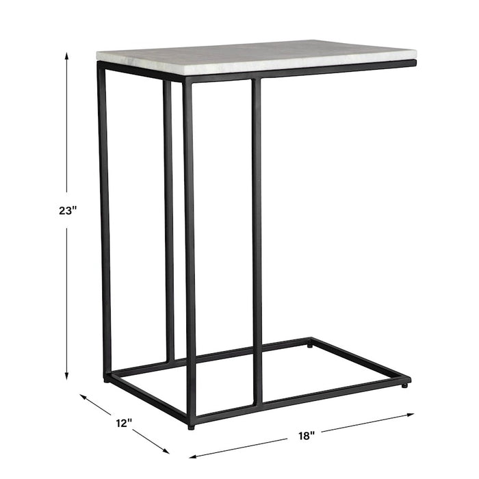 Haus Appeal Savian Accent Table | Industrial Black Metal & White Marble | Living Room & Reading Nook Side Table | 18in Wide x 23in Tall, 18 lbs | Model W23026