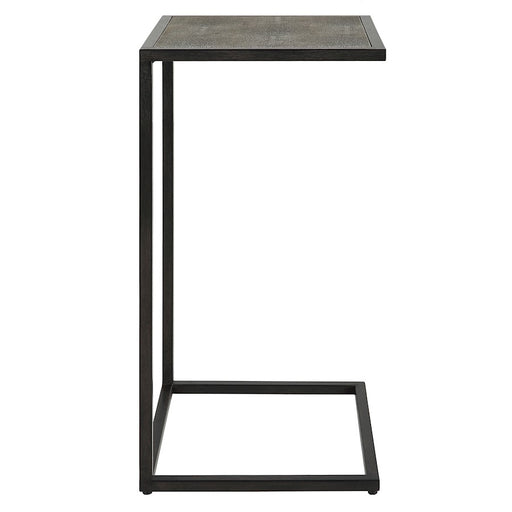 Haus Appeal Pinkerton 12in Square Accent Table | Antique Black & Gray Shagreen | Living Room & Reading Pull-Up Style Table | 12 x 12 x 24 in | Model W23028