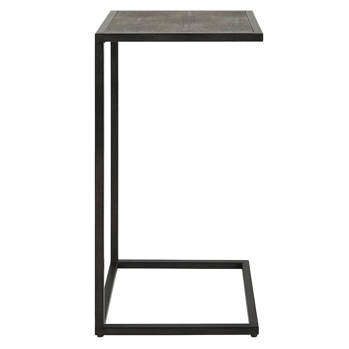 Haus Appeal Pinkerton 12in Square Accent Table | Antique Black & Gray Shagreen | Living Room & Reading Pull-Up Style Table | 12 x 12 x 24 in | Model W23028