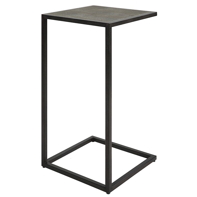 Haus Appeal Pinkerton 12in Square Accent Table | Antique Black & Gray Shagreen | Living Room & Reading Pull-Up Style Table | 12 x 12 x 24 in | Model W23028