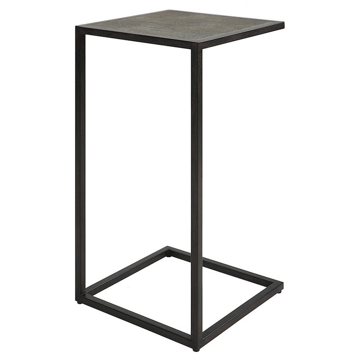 Haus Appeal Pinkerton 12in Square Accent Table | Antique Black & Gray Shagreen | Living Room & Reading Pull-Up Style Table | 12 x 12 x 24 in | Model W23028