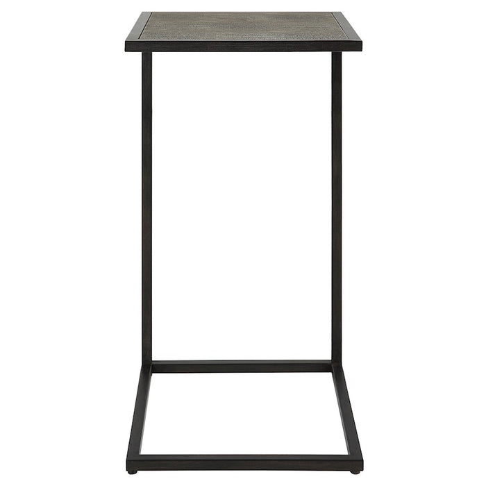 Haus Appeal Pinkerton 12in Square Accent Table | Antique Black & Gray Shagreen | Living Room & Reading Pull-Up Style Table | 12 x 12 x 24 in | Model W23028