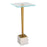 Haus Appeal Nickols Accent Table | Brass Plated Iron & Marble Base | Living Room & Entryway Side Table | 11 x 11 x 25 in, Tempered Glass Top | Model W23029
