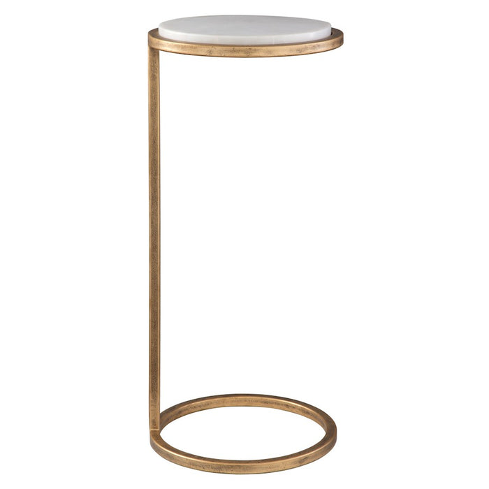 Haus Appeal Milla Accent Table | Contemporary Iron & Marble | Living Room & Entryway Side Table | 23.5in Tall, Aged Gold Frame, White Marble Top | Model W23033