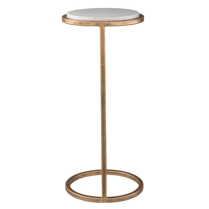 Haus Appeal Milla Accent Table | Contemporary Iron & Marble | Living Room & Entryway Side Table | 23.5in Tall, Aged Gold Frame, White Marble Top | Model W23033