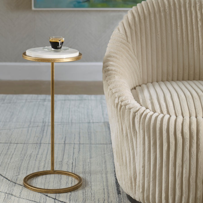 Haus Appeal Milla Accent Table | Contemporary Iron & Marble | Living Room & Entryway Side Table | 23.5in Tall, Aged Gold Frame, White Marble Top | Model W23033