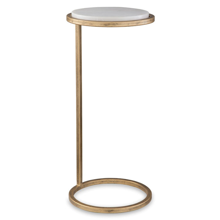 Haus Appeal Milla Accent Table | Contemporary Iron & Marble | Living Room & Entryway Side Table | 23.5in Tall, Aged Gold Frame, White Marble Top | Model W23033