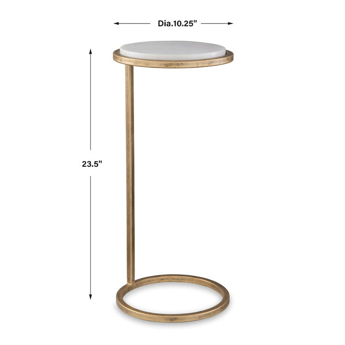 Haus Appeal Milla Accent Table | Contemporary Iron & Marble | Living Room & Entryway Side Table | 23.5in Tall, Aged Gold Frame, White Marble Top | Model W23033