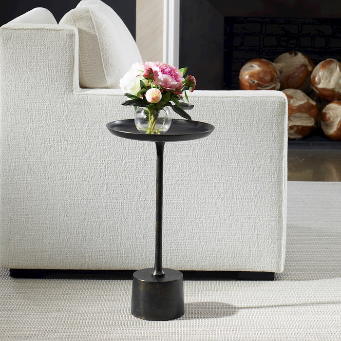 Haus Appeal Juno Accent Table | Modern Raw Dark Brown Oxidized Aluminum & Iron | Living Room & Entryway End Table | 13in Diameter | Model W23036