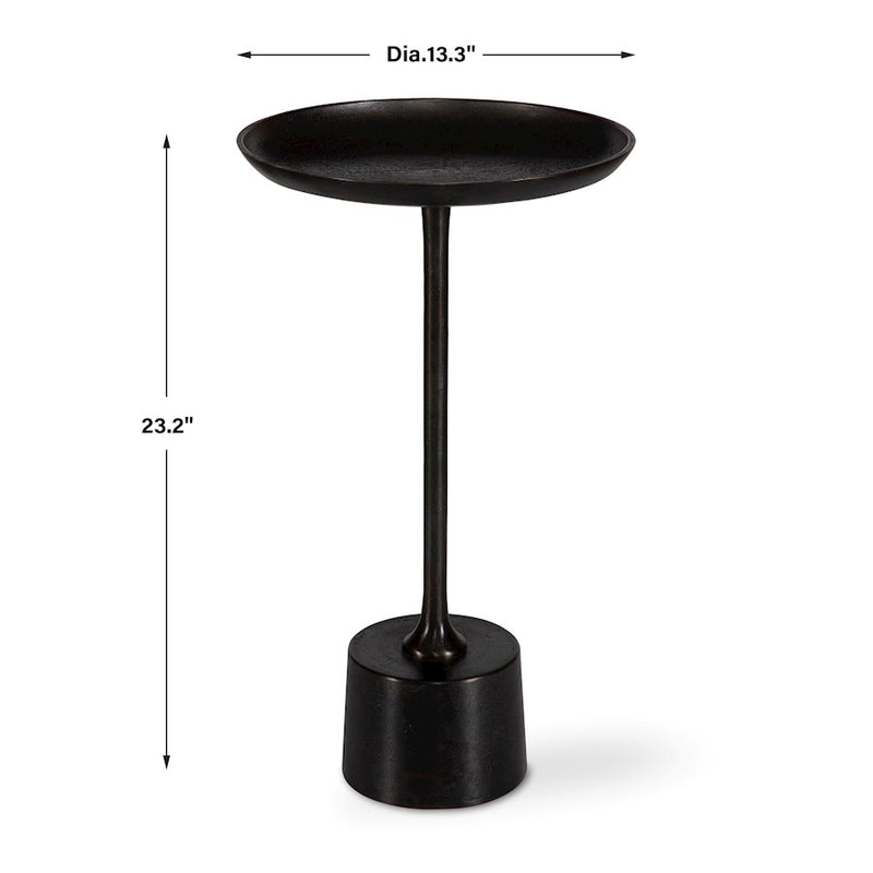 Haus Appeal Juno Accent Table | Modern Raw Dark Brown Oxidized Aluminum & Iron | Living Room & Entryway End Table | 13in Diameter | Model W23036