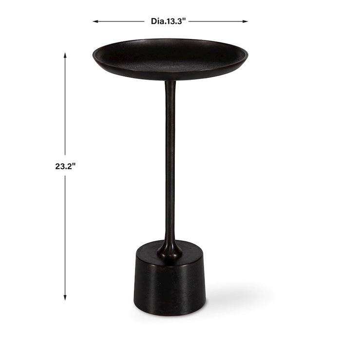 Haus Appeal Juno Accent Table | Modern Raw Dark Brown Oxidized Aluminum & Iron | Living Room & Entryway End Table | 13in Diameter | Model W23036