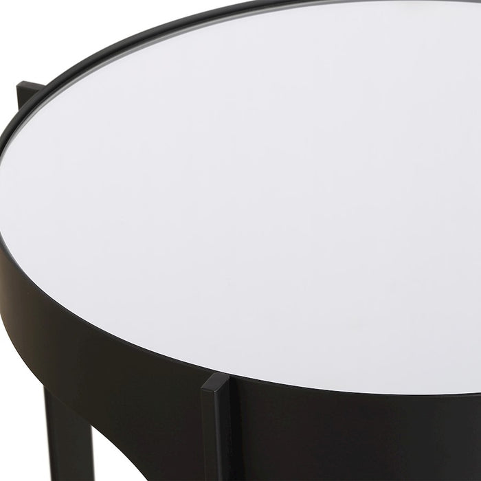 Haus Appeal Adorn Accent Table | Modern Matte Black Iron & Mirror | Living Room & Entryway Side Table | 16in Wide, 24in Tall | Model W23039