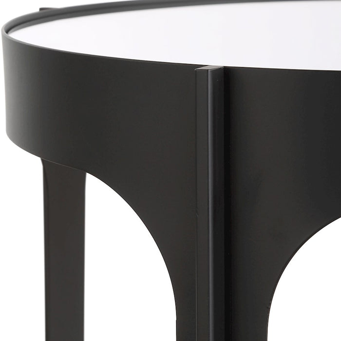 Haus Appeal Adorn Accent Table | Modern Matte Black Iron & Mirror | Living Room & Entryway Side Table | 16in Wide, 24in Tall | Model W23039