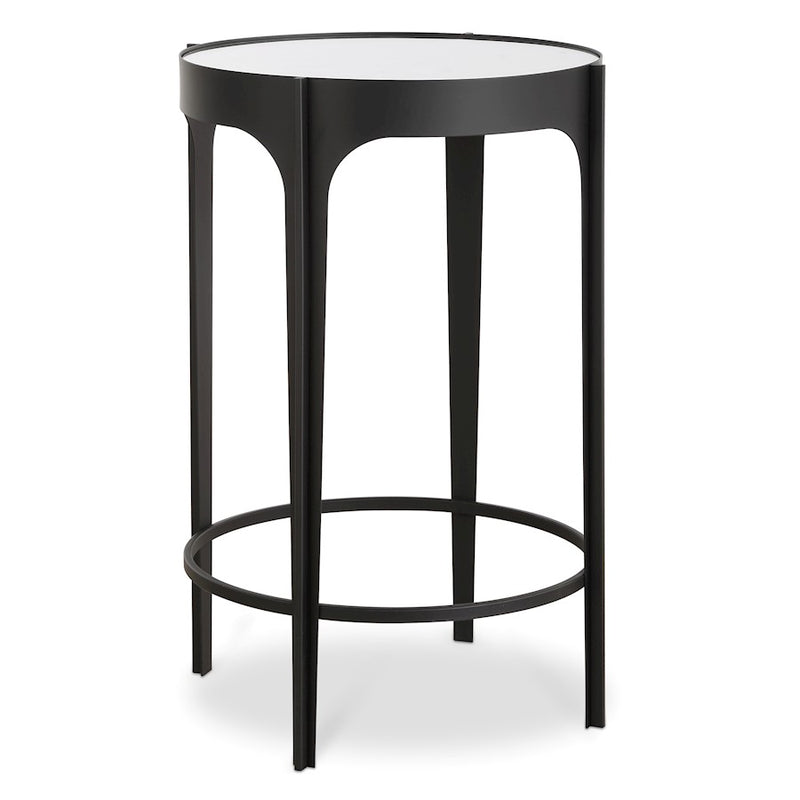Haus Appeal Adorn Accent Table | Modern Matte Black Iron & Mirror | Living Room & Entryway Side Table | 16in Wide, 24in Tall | Model W23039