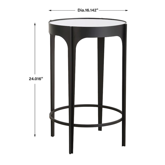 Haus Appeal Adorn Accent Table | Modern Matte Black Iron & Mirror | Living Room & Entryway Side Table | 16in Wide, 24in Tall | Model W23039