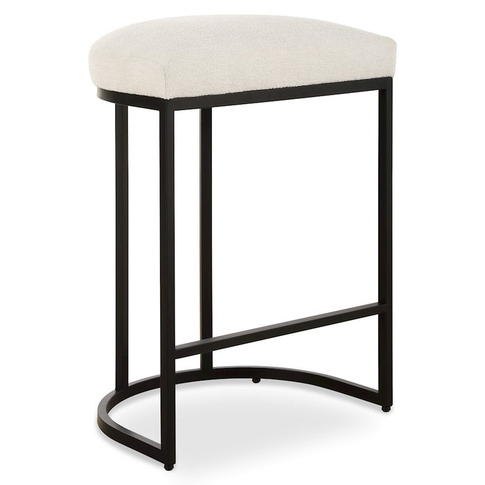 Haus Appeal Chicago 26.25in Counter Stool | Matte Black Iron & Light Cream Fabric | Kitchen Island & Vanity Seating | 14 x 18 x 26 in | Model W23040