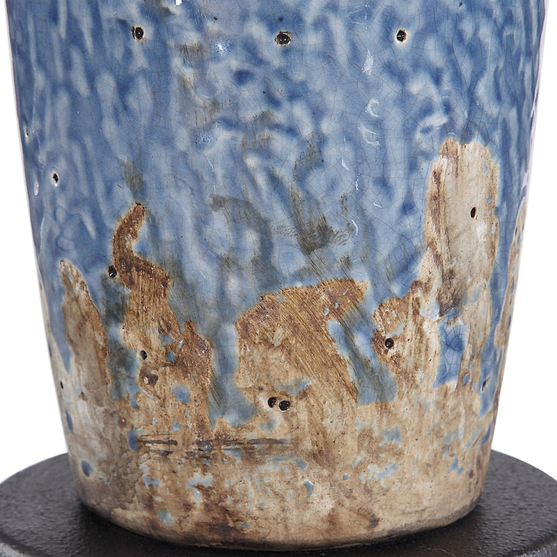Haus Appeal Adams 29.75in Table Lamp | Blue Textured Ceramic & Khaki Linen | Bedroom & Living Room Accent Light | 150W Max, 1 Bulb | Model W26026-1