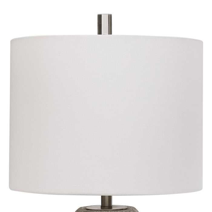 Haus Appeal Foundry 24.25 in Table Lamp | Textured Metallic Stone Gray Ceramic, Brushed Nickel & Crystal | Living Room & Bedroom Light | Model W26058-1