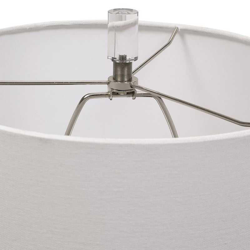 Haus Appeal Foundry 24.25 in Table Lamp | Textured Metallic Stone Gray Ceramic, Brushed Nickel & Crystal | Living Room & Bedroom Light | Model W26058-1
