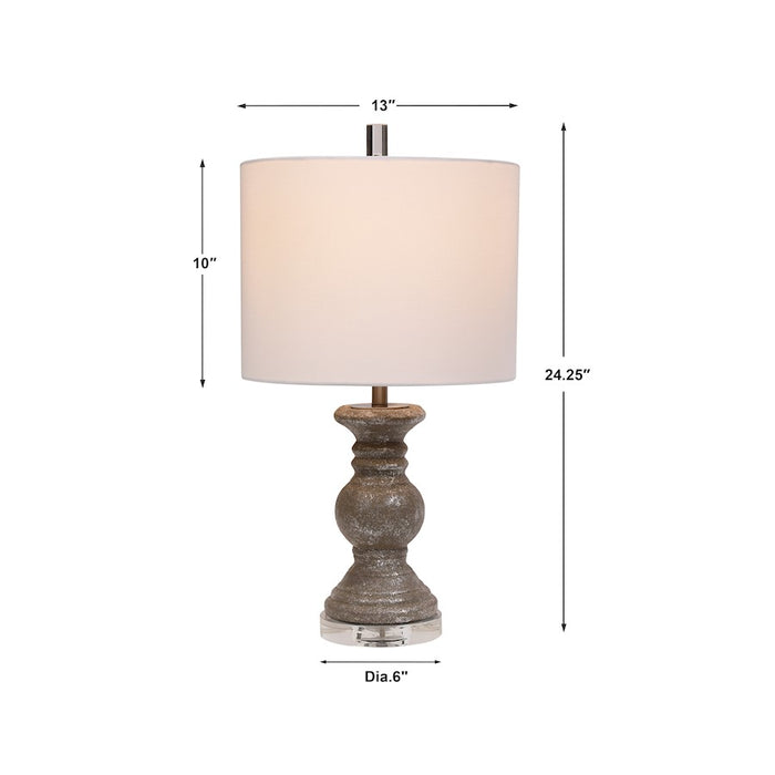 Haus Appeal Foundry 24.25 in Table Lamp | Textured Metallic Stone Gray Ceramic, Brushed Nickel & Crystal | Living Room & Bedroom Light | Model W26058-1