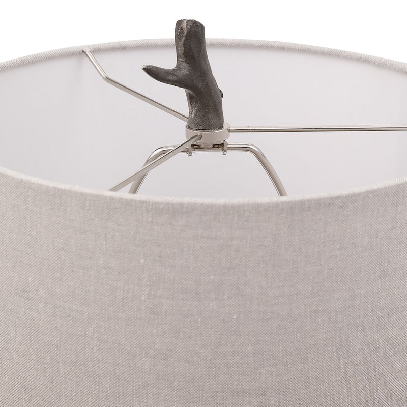 Haus Appeal Mezzar 1-Light Table Lamp | Dark Gunmetal Cast Iron & Gold Accents | Light Beige Shade | Living Room & Bedside Reading Light | Model W26059-1