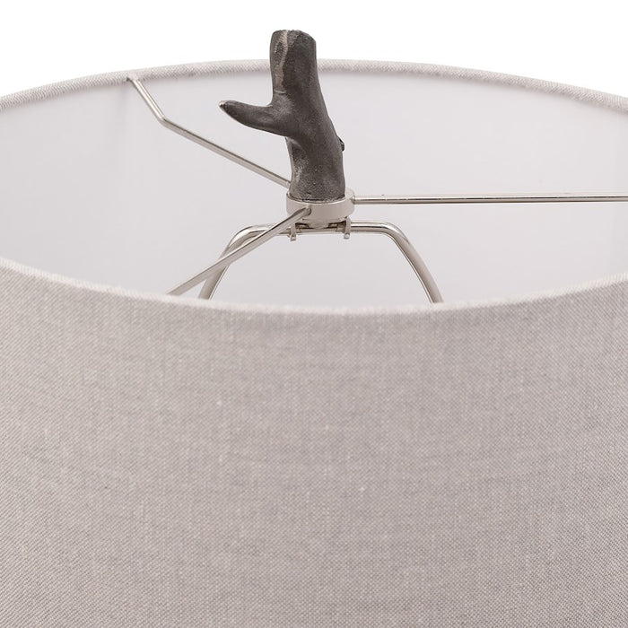 Haus Appeal Mezzar 1-Light Table Lamp | Dark Gunmetal Cast Iron & Gold Accents | Light Beige Shade | Living Room & Bedside Reading Light | Model W26059-1