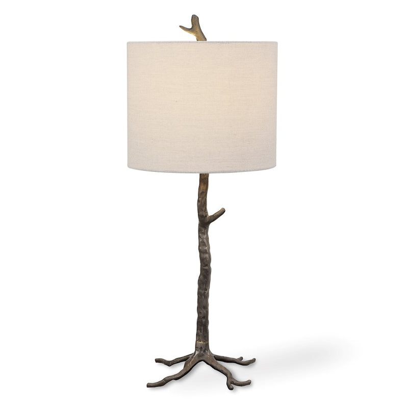 Haus Appeal Mezzar 1-Light Table Lamp | Dark Gunmetal Cast Iron & Gold Accents | Light Beige Shade | Living Room & Bedside Reading Light | Model W26059-1