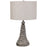 Haus Appeal Lucia 24in Table Lamp | Dove Gray Ceramic with Wavy Lines & Light Gray Linen | Living Room & Bedroom Accent Light | Model W26073-1