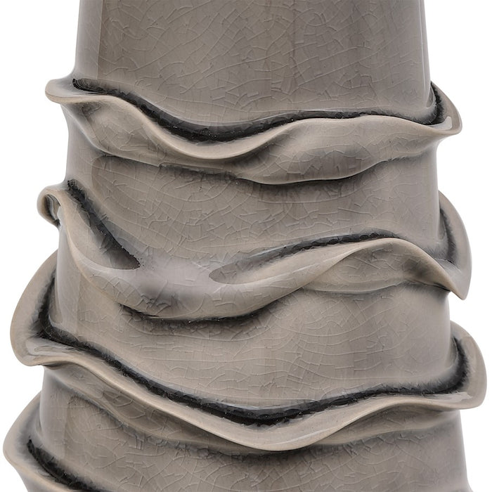 Haus Appeal Lucia 24in Table Lamp | Dove Gray Ceramic with Wavy Lines & Light Gray Linen | Living Room & Bedroom Accent Light | Model W26073-1