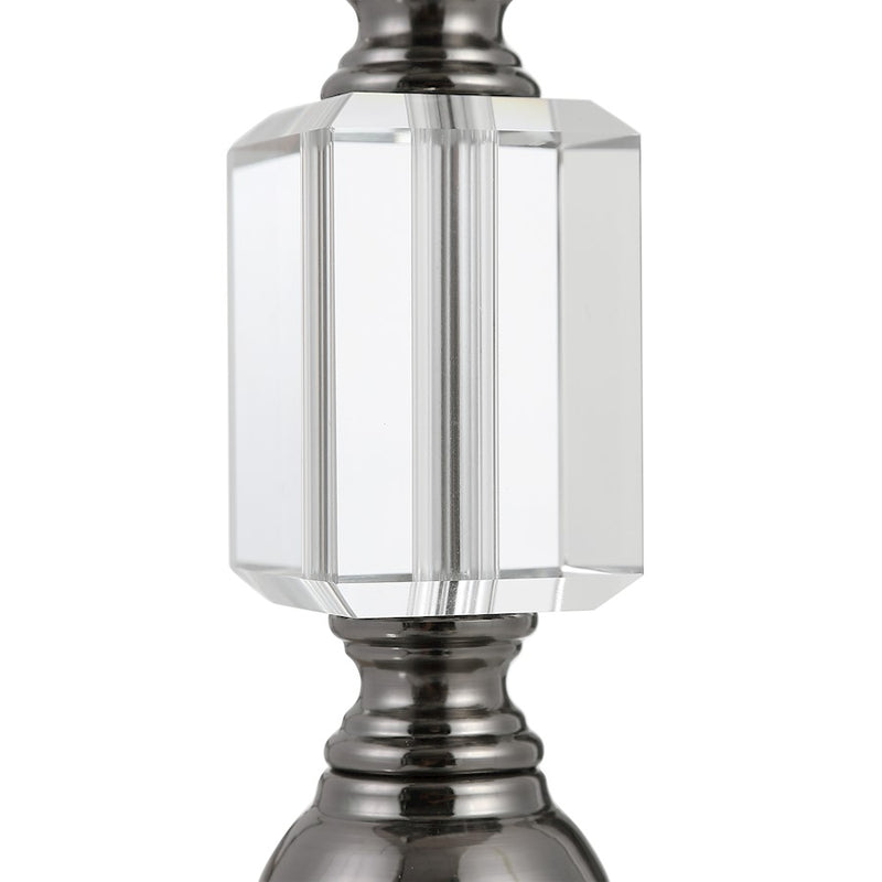 Haus Appeal Fenton 1-Light 28.5in Table Lamp | Dark Antique Nickel & Stacked Crystal | Light Taupe Linen Shade | Living Room & Bedroom Light | Model W26077-1