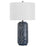 Haus Appeal Lucius 26.5in Blue Ceramic Table Lamp | Wavy Texture & Brushed Nickel | Bedroom & Living Room Accent | White Linen Shade | Model W26089-1