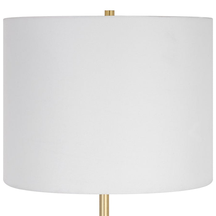Haus Appeal Brooklyn 13in Table Lamp | White Metal & Gold Accent | White Linen Shade | Living Room & Bedside Reading Light | Model W26099-1