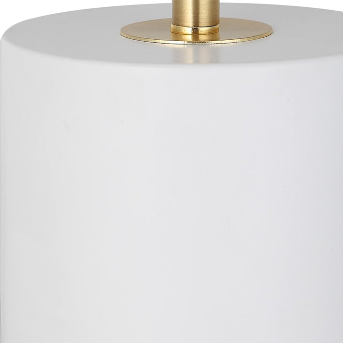 Haus Appeal Brooklyn 13in Table Lamp | White Metal & Gold Accent | White Linen Shade | Living Room & Bedside Reading Light | Model W26099-1