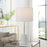 Haus Appeal Brooklyn 13in Table Lamp | White Metal & Gold Accent | White Linen Shade | Living Room & Bedside Reading Light | Model W26099-1