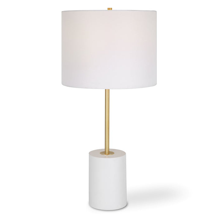 Haus Appeal Brooklyn 13in Table Lamp | White Metal & Gold Accent | White Linen Shade | Living Room & Bedside Reading Light | Model W26099-1