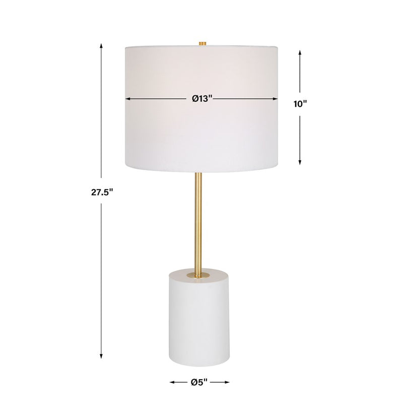 Haus Appeal Brooklyn 13in Table Lamp | White Metal & Gold Accent | White Linen Shade | Living Room & Bedside Reading Light | Model W26099-1