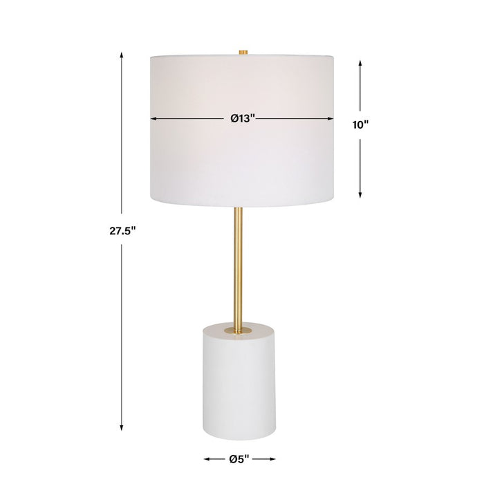 Haus Appeal Brooklyn 13in Table Lamp | White Metal & Gold Accent | White Linen Shade | Living Room & Bedside Reading Light | Model W26099-1