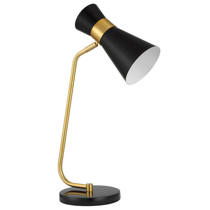 Haus Appeal Lola 1 Light Desk Lamp | Mid-Century Gold & Black Marble | Home Office & Task Lighting | 60W Max, Pivoting Shade | Model W26106-1