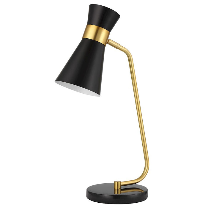Haus Appeal Lola 1 Light Desk Lamp | Mid-Century Gold & Black Marble | Home Office & Task Lighting | 60W Max, Pivoting Shade | Model W26106-1
