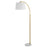 Haus Appeal Micah 64.5in Arc Floor Lamp | Gold Metal & White Marble Base | White Linen Shade | Living Room & Reading Corner Light | Model W26109-1