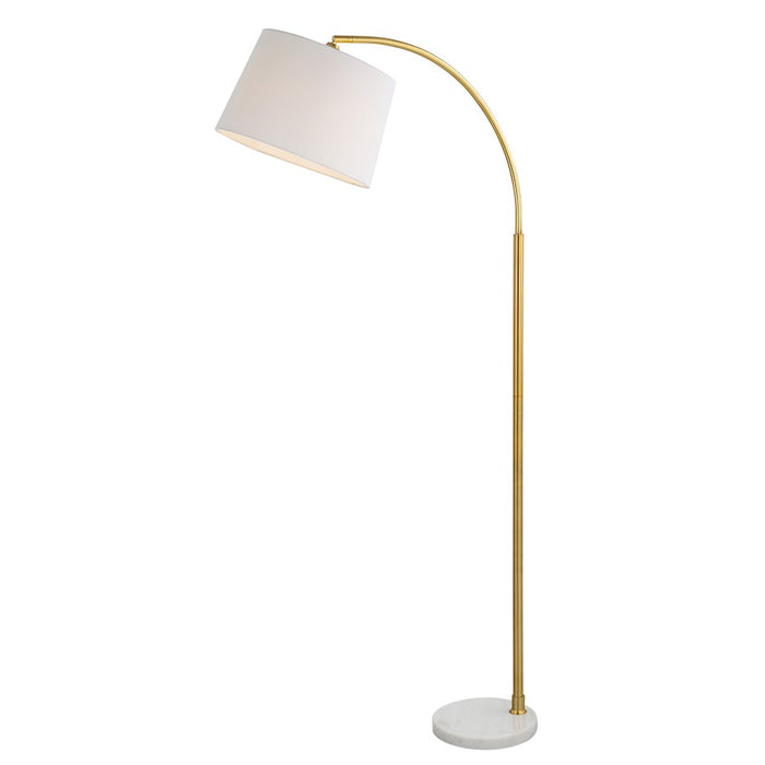 Haus Appeal Micah 64.5in Arc Floor Lamp | Gold Metal & White Marble Base | White Linen Shade | Living Room & Reading Corner Light | Model W26109-1