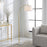 Haus Appeal Micah 64.5in Arc Floor Lamp | Gold Metal & White Marble Base | White Linen Shade | Living Room & Reading Corner Light | Model W26109-1