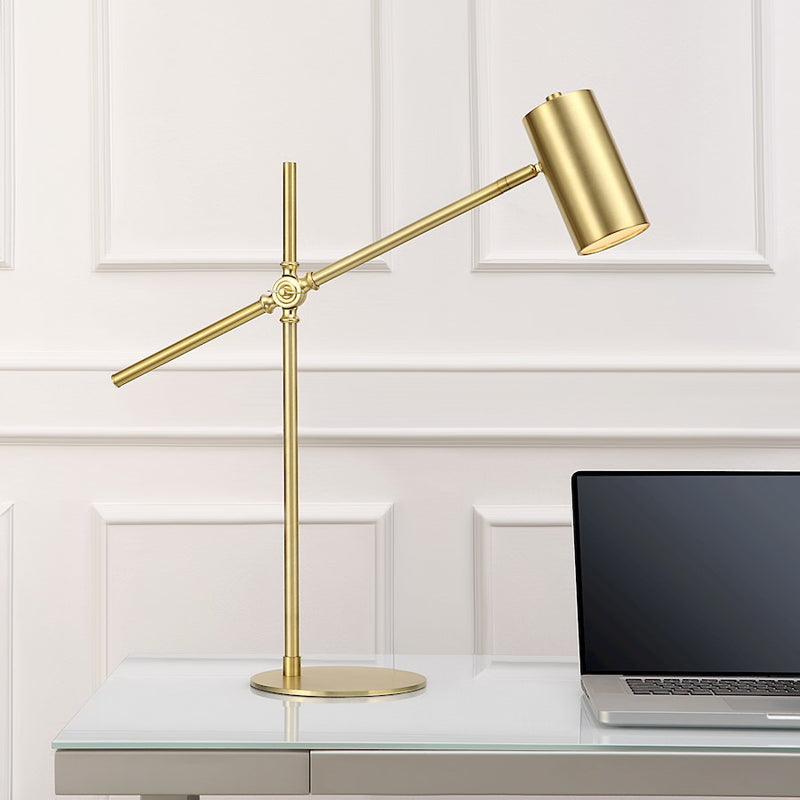 Haus Appeal Laney 1 Light 24.5in Desk Lamp | Contemporary Brushed Gold Metal | Home Office & Reading Task Light | Model W26111-1