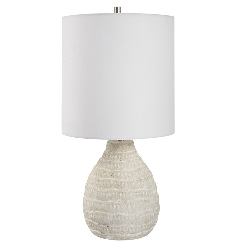 Haus Appeal Ross 1 Light Table Lamp | Organic Ceramic & Linen Shade | Living Room & Bedroom Light | 150W Incandescent, On-Off Switch | Model W26112-1