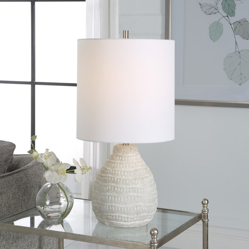 Haus Appeal Ross 1 Light Table Lamp | Organic Ceramic & Linen Shade | Living Room & Bedroom Light | 150W Incandescent, On-Off Switch | Model W26112-1