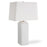 Haus Appeal Gretta 25in Ceramic Table Lamp | Gloss White Square Body with Texture & White Linen Shade | Living Room & Bedroom Accent Light | Model W26114-1