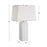 Haus Appeal Gretta 25in Ceramic Table Lamp | Gloss White Square Body with Texture & White Linen Shade | Living Room & Bedroom Accent Light | Model W26114-1